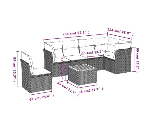 7-Daļīgs Dārza Dīvāna Komplekts, Matrači, Bēša Pe Rotangpalma Vidaxl