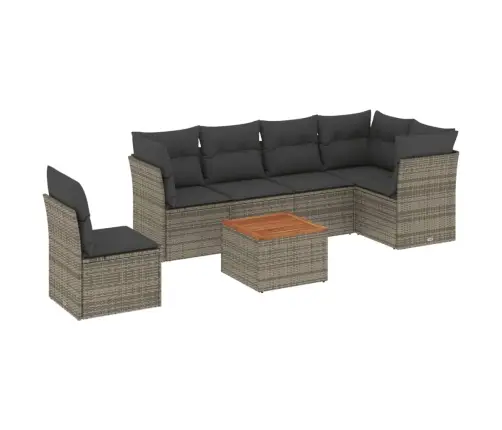 7-Daļīgs Dārza Dīvāna Komplekts, Matrači, Pelēka Pe Rotangpalma Vidaxl