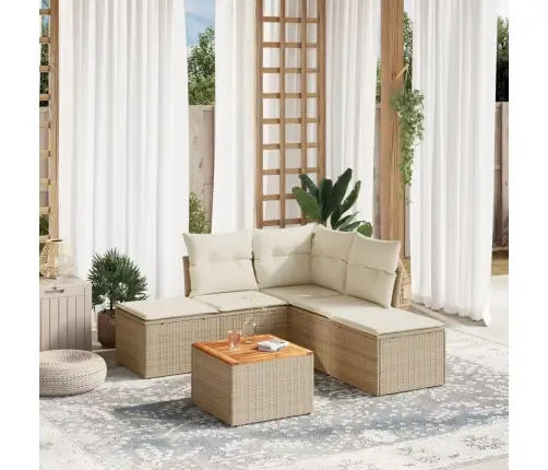 6-Daļīgs Dārza Dīvāna Komplekts, Matrači, Bēša Pe Rotangpalma Vidaxl