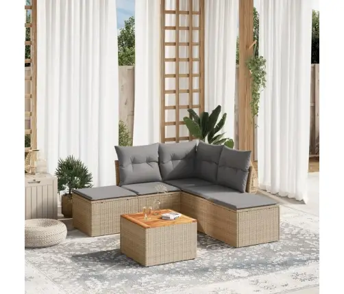 Sofos Komplektas Su Pagalvėlėmis, 6 Dalių, Smėlio, Poliratanas