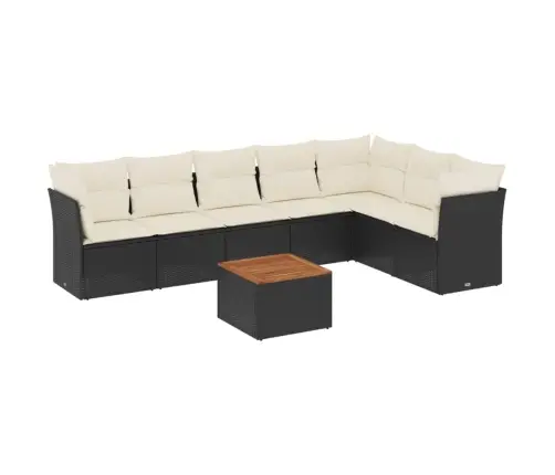 8-Daļīgs Dārza Dīvāna Komplekts, Matrači, Melna Pe Rotangpalma Vidaxl