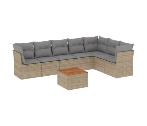 8-Daļīgs Dārza Dīvāna Komplekts, Matrači, Bēša Pe Rotangpalma Vidaxl