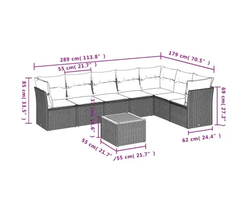 8-Daļīgs Dārza Dīvāna Komplekts, Matrači, Bēša Pe Rotangpalma Vidaxl