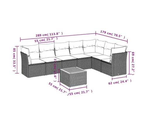 Sodo Komplektas Su Pagalvėlėmis, 8 Dalių, Pilkas, Poliratanas