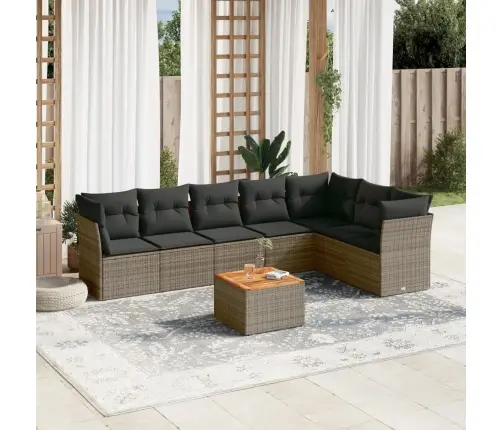 Sodo Komplektas Su Pagalvėlėmis, 8 Dalių, Pilkas, Poliratanas