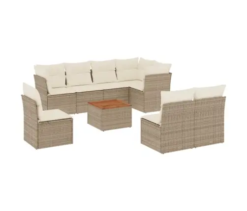 Sodo Komplektas Su Pagalvėlėmis, 9 Dalių, Smėlio, Poliratanas