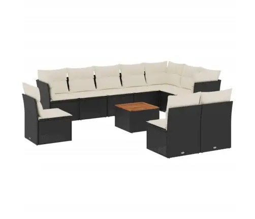 11-Daļīgs Dārza Dīvāna Komplekts, Matrači, Melna Pe Rotangpalma Vidaxl