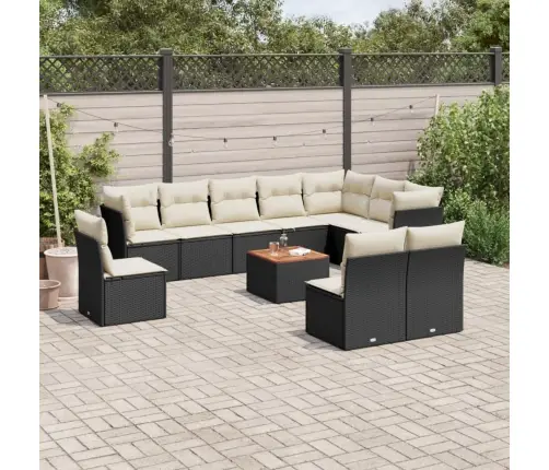 11-Daļīgs Dārza Dīvāna Komplekts, Matrači, Melna Pe Rotangpalma Vidaxl