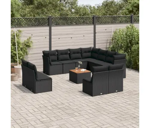 12-Osaline Aiadiivani Komplekt Patjadega, Must, Polürotang