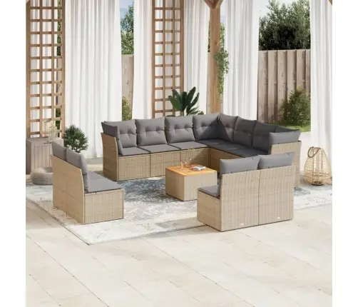 12-Osaline Aiadiivani Komplekt Patjadega, Beež, Polürotang