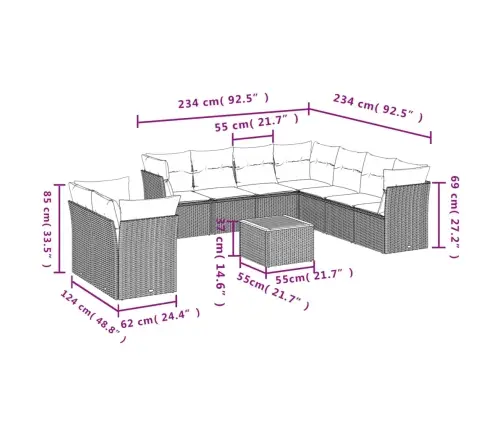 10-Osaline Aiadiivani Komplekt Patjadega, Must, Polürotang