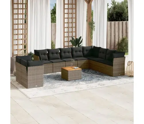 Sodo Komplektas Su Pagalvėlėmis, 11 Dalių, Pilkas, Poliratanas