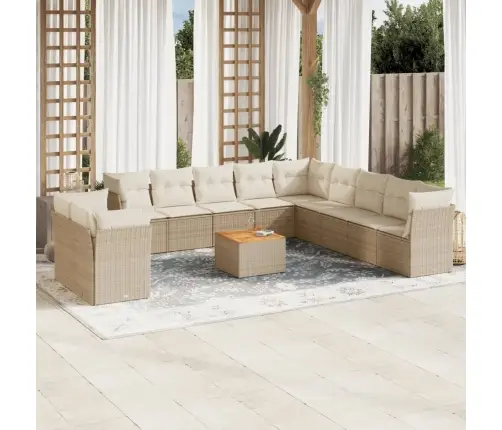 12-Daļīgs Dārza Dīvāna Komplekts, Matrači, Bēša Pe Rotangpalma Vidaxl