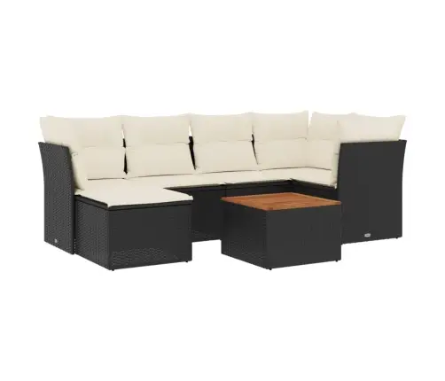 7-Daļīgs Dārza Dīvāna Komplekts Ar Matračiem, Melna Pe Vidaxl