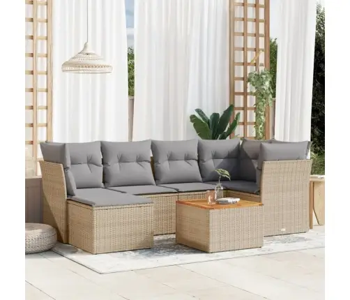 7-Osaline Aiadiivani Komplekt Patjadega, Beež, Polürotang