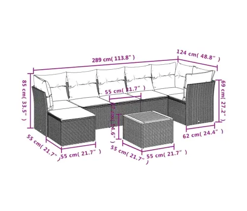 8-Daļīgs Dārza Dīvāna Komplekts, Matrači, Melna Pe Rotangpalma Vidaxl