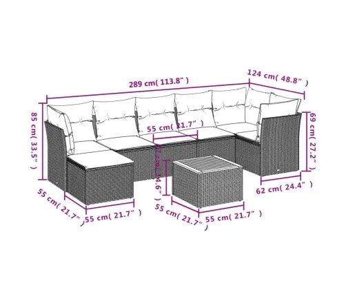 8-Daļīgs Dārza Dīvāna Komplekts, Matrači, Melna Pe Rotangpalma Vidaxl