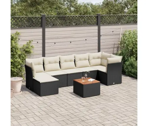 8-Daļīgs Dārza Dīvāna Komplekts, Matrači, Melna Pe Rotangpalma Vidaxl