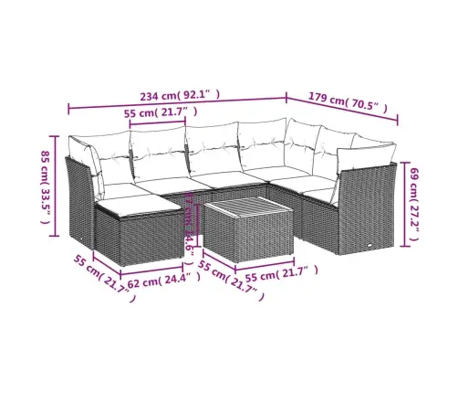 8-Osaline Aiadiivani Komplekt Patjadega, Hall, Polürotang