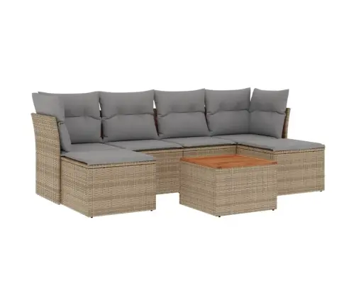 7-Daļīgs Dārza Dīvāna Komplekts, Matrači, Bēša Pe Rotangpalma Vidaxl