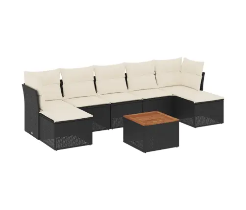 8-Daļīgs Dārza Dīvāna Komplekts, Matrači, Melna Pe Rotangpalma Vidaxl