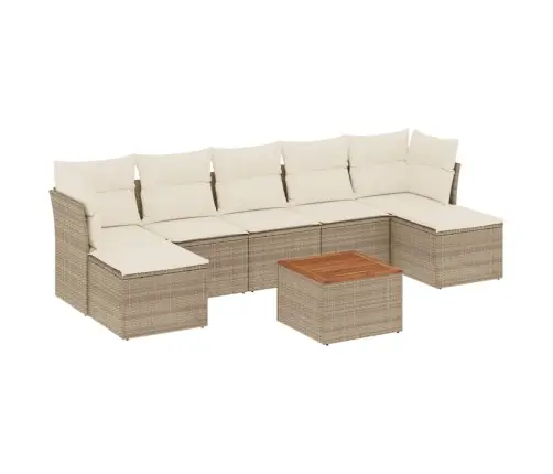 Sofos Komplektas Su Pagalvėlėmis, 8 Dalių, Smėlio, Poliratanas