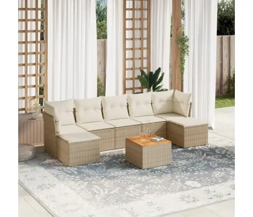 Sofos Komplektas Su Pagalvėlėmis, 8 Dalių, Smėlio, Poliratanas