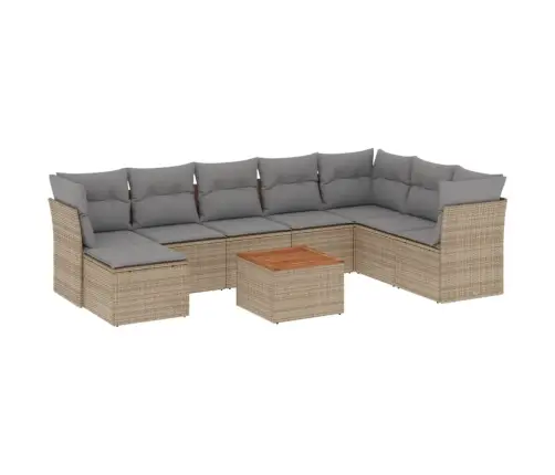 Sodo Komplektas Su Pagalvėlėmis, 9 Dalių, Smėlio, Poliratanas