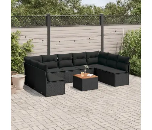 10-Daļīgs Dārza Dīvāna Komplekts, Matrači, Melna Pe Rotangpalma Vidaxl