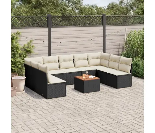 10-Daļīgs Dārza Dīvāna Komplekts, Matrači, Melna Pe Rotangpalma Vidaxl