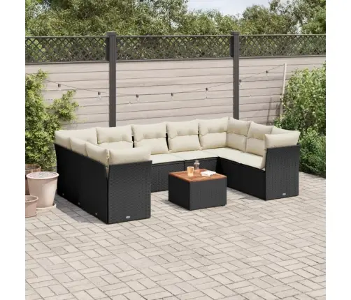 Sodo Komplektas Su Pagalvėlėmis, 10 Dalių, Juodas, Poliratanas