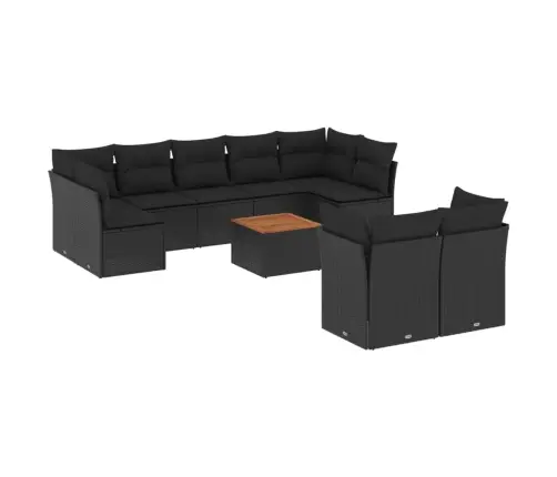 10-Daļīgs Dārza Dīvāna Komplekts, Matrači, Melna Pe Rotangpalma Vidaxl