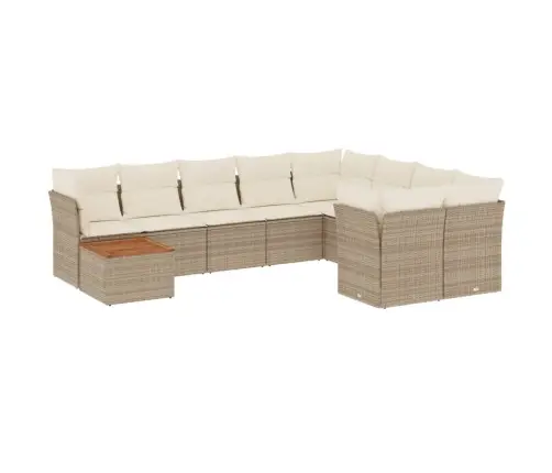 Sofos Komplektas Su Pagalvėlėmis, 10 Dalių, Smėlio, Poliratanas