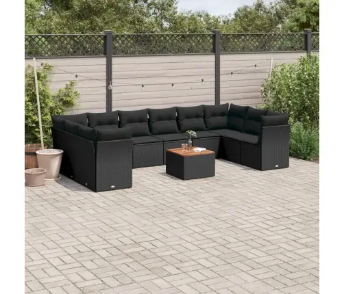 11-Daļīgs Dārza Dīvāna Komplekts, Matrači, Melna Pe Rotangpalma Vidaxl