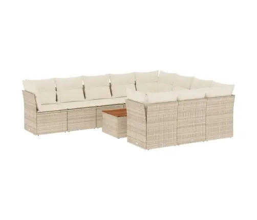 11-Daļīgs Dārza Dīvāna Komplekts, Matrači, Bēša Pe Rotangpalma Vidaxl