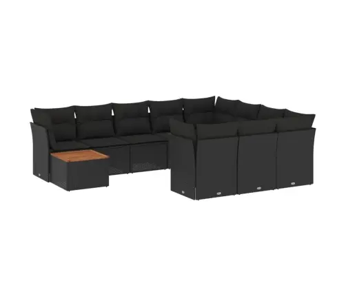 11-Daļīgs Dārza Dīvāna Komplekts, Matrači, Melna Pe Rotangpalma Vidaxl