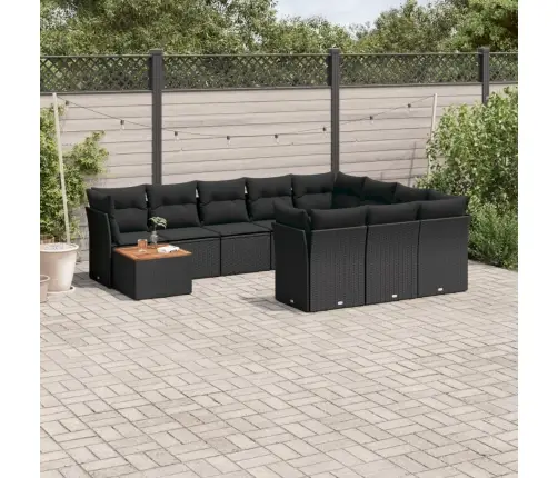 11-Daļīgs Dārza Dīvāna Komplekts, Matrači, Melna Pe Rotangpalma Vidaxl