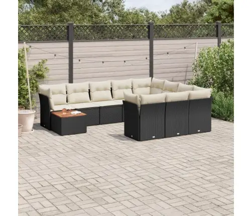 11-Daļīgs Dārza Dīvāna Komplekts, Matrači, Melna Pe Rotangpalma Vidaxl