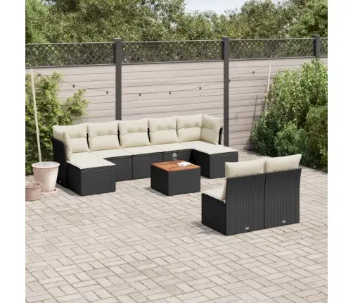 Sodo Komplektas Su Pagalvėlėmis, 10 Dalių, Juodas, Poliratanas