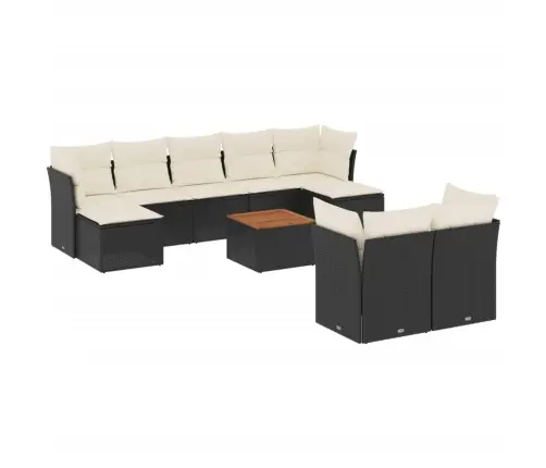 10-Daļīgs Dārza Dīvāna Komplekts, Matrači, Melna Pe Rotangpalma Vidaxl