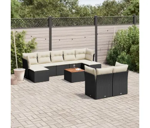 10-Daļīgs Dārza Dīvāna Komplekts, Matrači, Melna Pe Rotangpalma Vidaxl