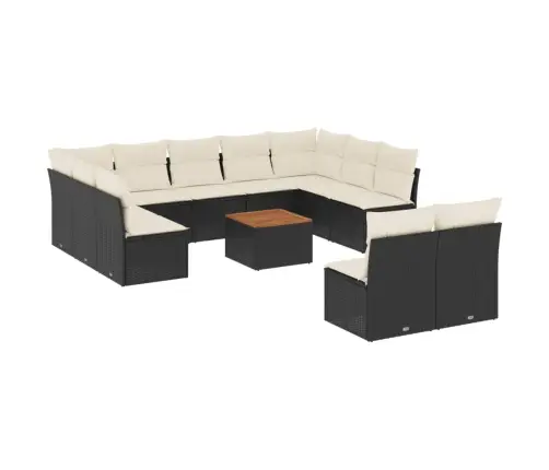 12-Daļīgs Dārza Dīvānu Komplekts, Matrači, Melna Pe Rotangpalma Vidaxl