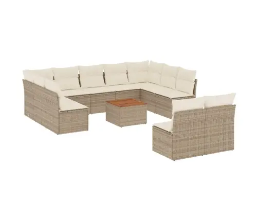 Sodo Komplektas Su Pagalvėlėmis, 12 Dalių, Smėlio, Poliratanas