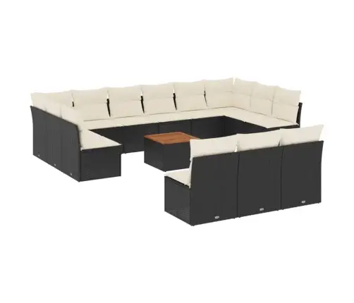 Sodo Komplektas Su Pagalvėlėmis, 14 Dalių, Juodas, Poliratanas