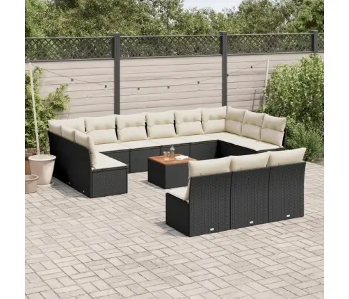 Sodo Komplektas Su Pagalvėlėmis, 14 Dalių, Juodas, Poliratanas