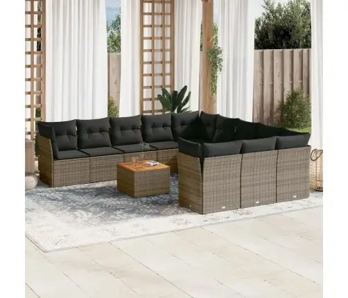 Sodo Komplektas Su Pagalvėlėmis, 12 Dalių, Pilkas, Poliratanas