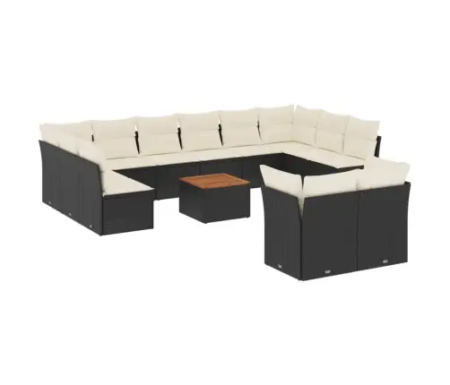 13-Osaline Aiadiivani Komplekt Patjadega, Must, Polürotang