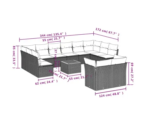 13-Osaline Aiadiivani Komplekt Patjadega, Beež , Polürotang