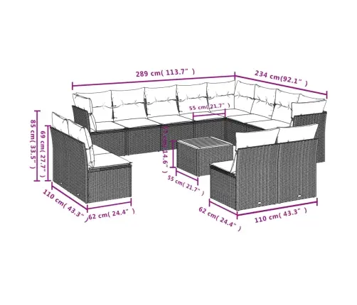 13-Osaline Aiadiivani Komplekt Patjadega, Beež , Polürotang