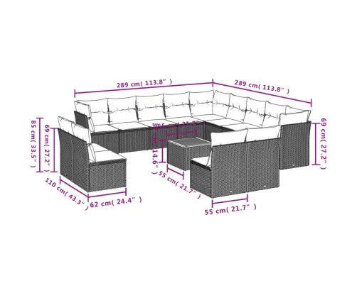 Sodo Komplektas Su Pagalvėlėmis, 14 Dalių, Pilkas, Poliratanas